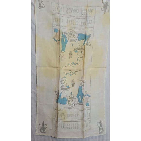 Vintage Calendar Dish Towel Lot Linen Printed Assorted Years Floral 25x15 Inches - Picture 11 of 16